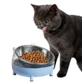 thumbnail image 5 of 15 degree Tilted Elevated Cat Bowls Water Bowls with Stand Feeding Station Stainless Steel Bowl Non Slip Raised Dish for Indoor Cats Puppy Kitten Blue, 5 of 7
