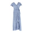 thumbnail image 4 of Robe Longue d'Été Mode Femme Col en V Imprimé Manches Courtes Lacée, 4 of 5