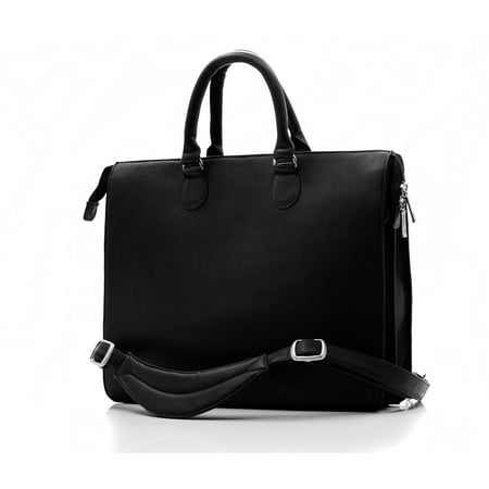 Muiska Leather Monica Double Top Zipper Slim Laptop Business Tote Bag,
