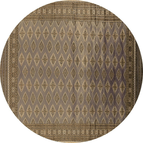 Ahgly Company Indoor Round Oriental Brown Industrial Area Rugs, 6' Round