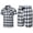 Black/White, variant on Men's Pajamas Plaid Sets Sleepwear Pajama Collar Short Sleeve Shirts and Pants Mens Pjs Lounge Set With Pockets Black/White XL
