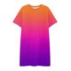 thumbnail image 4 of Mujeres Manga Corta Tops Impresión Casual Cuello Redondo Vendaje Vestido Falda de las Señoras, Vestido de Manga Corta para las Mujeres Primavera Verano Uso Diario, 4 of 6