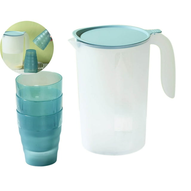 Dvruxg Large Capacity Insulated Cold Kettle with 3 Cups – Heat & Cold Resistant Water Jug for Summer, Outdoor, and Family Use – Leak-Proof & Easy to Clean Drink Dispenser