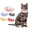 thumbnail image 2 of Pet Collar Plaid Pattern Bright Color Faux Pearl Design Wear Resistant Washable Lace Trim Polyester Fade-resistant Puppy Kitten Bow-knot Bandana Pet Supplies, 2 of 7