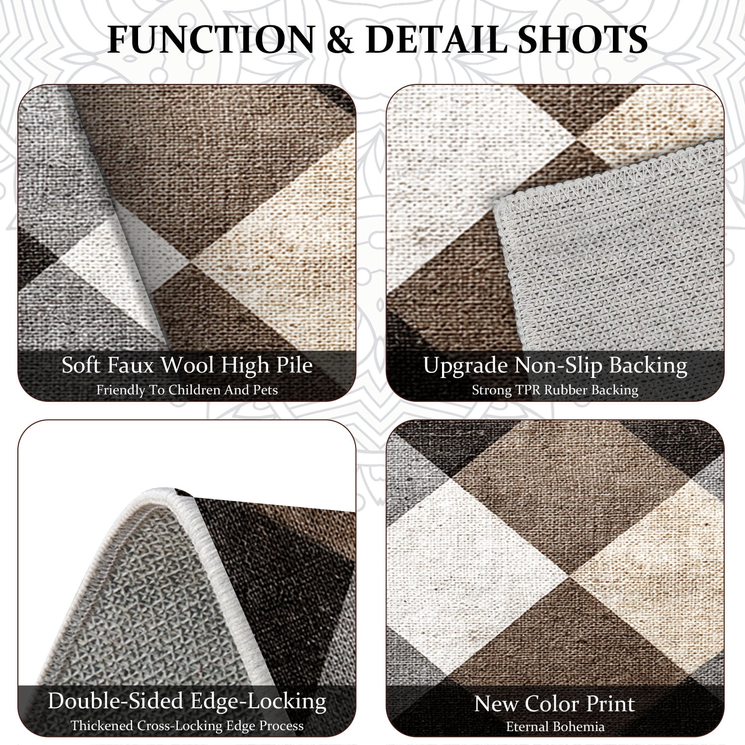 3 Piece Kitchen Rug Set, Non-Slip And Washable, Abstract Pattern Kitchen Hallway Rug, Soft And Comfortable, Suitable For Sinks, Floors, Entrances, Hallways and Bathrooms