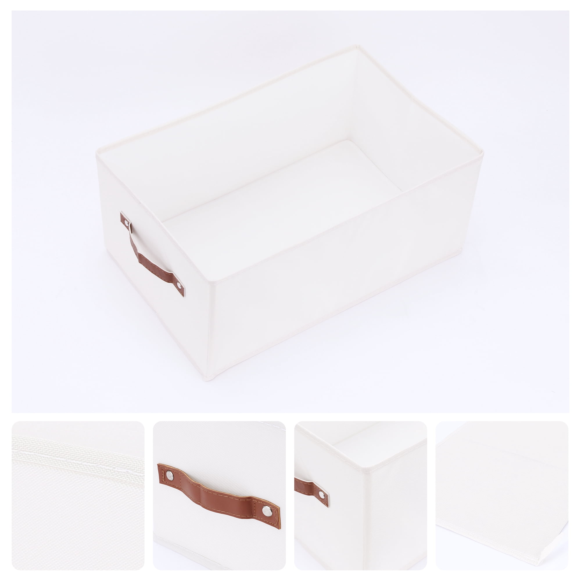 Unique Bargains Storage Cube Fabric Foldable Basket with Handles for Shelves 1pcs White XL