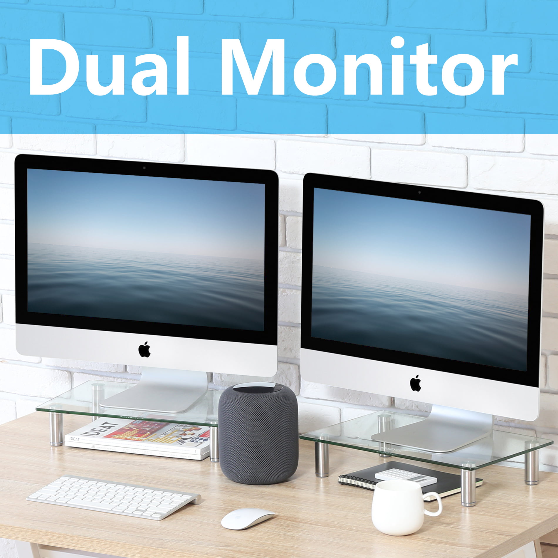 2 Pack Computer Monitor Stand Riser with Height Adjustable Multi Media... 