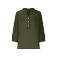 thumbnail image 5 of St Patricks Day Shirt Women, Loose Button Shirt Stand Up Collar Solid Color 7 Sleeve Neck Casual Women's T Shirt Green 3XL, 5 of 5
