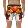 thumbnail image 2 of Men's Boxer Briefs, Thanksgiving Autumn Pumpkins Fall Leaves Soft and Breathable Mens Underwear Boxer Briefs With Widen Waist, 2 of 5