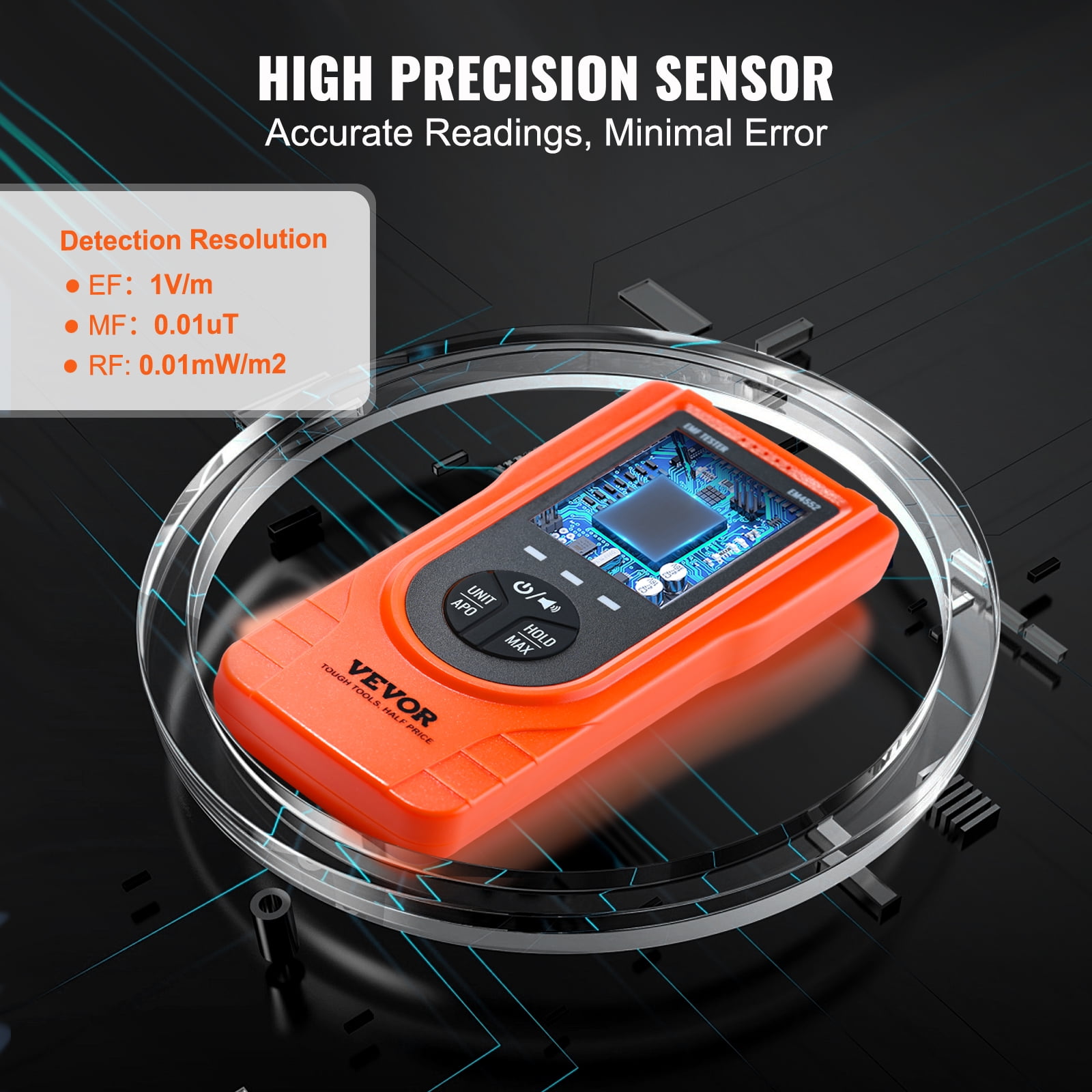 KFFKFF Digital LCD 3-in-1 EMF Meter Electromagnetic Radiation Detector EF MF RF