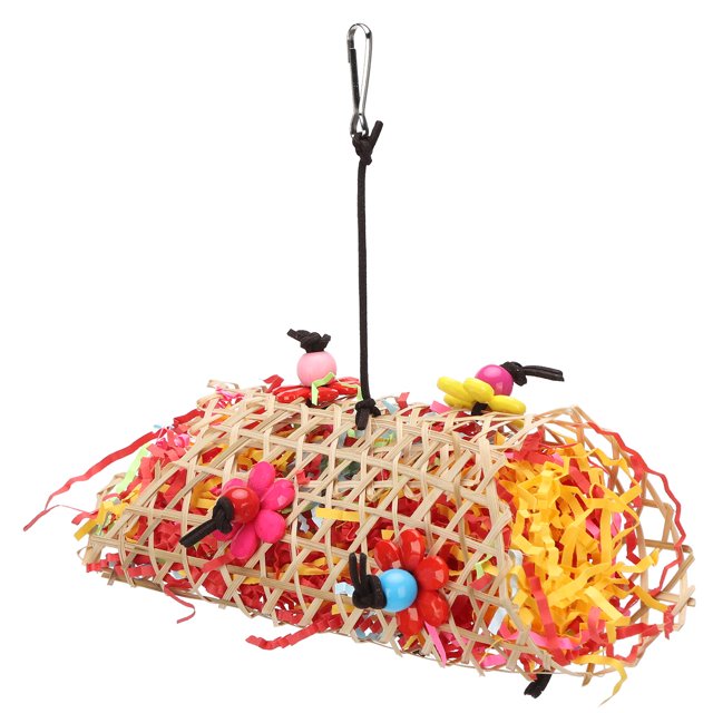 Juguete para masticar tejido de bambú para pájaros, loros, papel de bambú, juguete para masticar colgante para pájaros, jaula para pájaros, juguete colgante, máxima confiabilidad