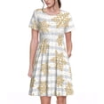 thumbnail image 1 of Gaeub Robes pour Femmes Imprimé Flocon de Neige Doré, Tunique Décontractée à Manches Courtes, Robe Midi d'Été pour Femmes, Robe à Manches Courtes pour Femmes, 1 of 6