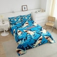 thumbnail image 4 of Erosebridal Cartoon Shark Bedding Full Comforter Set, Ocean Animal Down Comforter, Blue, Reversible 3 Pieces, 4 of 7