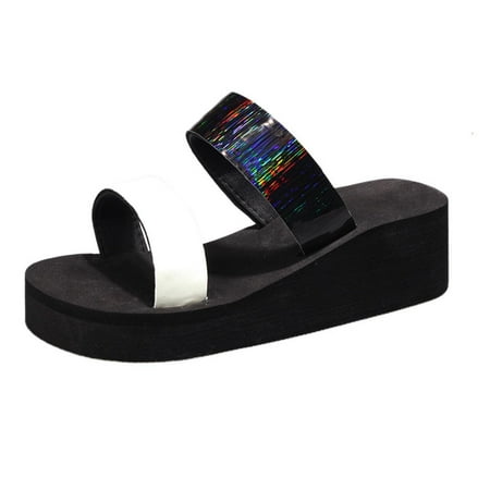 

TUOBARR Platform Slippers for Women Fashion Women s Shoes Casual Round Toe Wedge Heel Slippers Sandals Multicolor