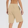thumbnail image 3 of Women's  Shorts 2025 Drawstring Waist Long Yoga Shorts Casual Loose Running Shorts with Pockets khaki Small, 3 of 5