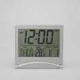 thumbnail image 2 of 1 Set Of 1 Desktop Digital Calendar Thermometer Alarm Clock (silver, Abs, 8.8*8*1.5cm, Alarm Clock*1, Color Box).Folding Desktop Electronic Clock Slim Travel With Date Temperature Alarm Clock, 2 of 4
