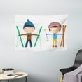 thumbnail image 1 of Kids Sports Tapestry, Funny Siblings Girl and Boy with Skis Winter Fun Hobby Activity Children Print, Wall Hanging for Bedroom Living Room Dorm Decor, 60W X 40L Inches, Multicolor, by Ambesonne, 1 of 2