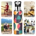 thumbnail image 7 of Yayeee 33oz Insulated Water Bottle Double Wall Stainless Steel with Flip Straw Lid, Retro Geometric, 7 of 7