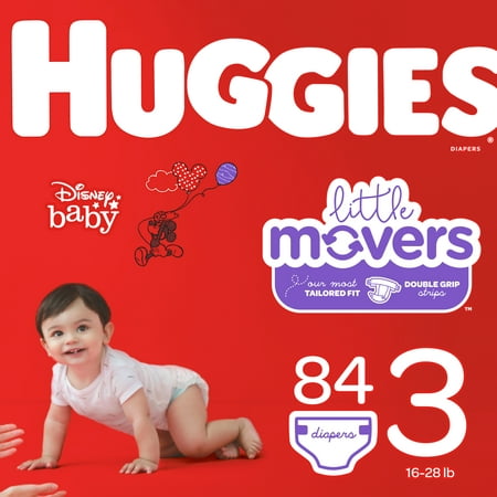 HUGGIES Little Movers Diapers, Size 3, 84 Count