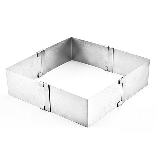 Kearding Molde de pastel cuadrado ajustable de acero inoxidable, molde telescópico para pastelería, herramienta para hornear, 1 ud. Herramientas y accesorios para hornear plata L Kearding HA5333-02B