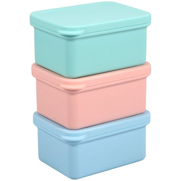 3 Pcs Contenants de Rangement Alimentaires en Silicone 300ml Contenants à Collation en Silicone avec Couvercle en Silicone Étanche Résistance à la Température Contenant à Lunch en Silicone Compatible Micro-Ondes Réfrigérateur Four Repas Pr