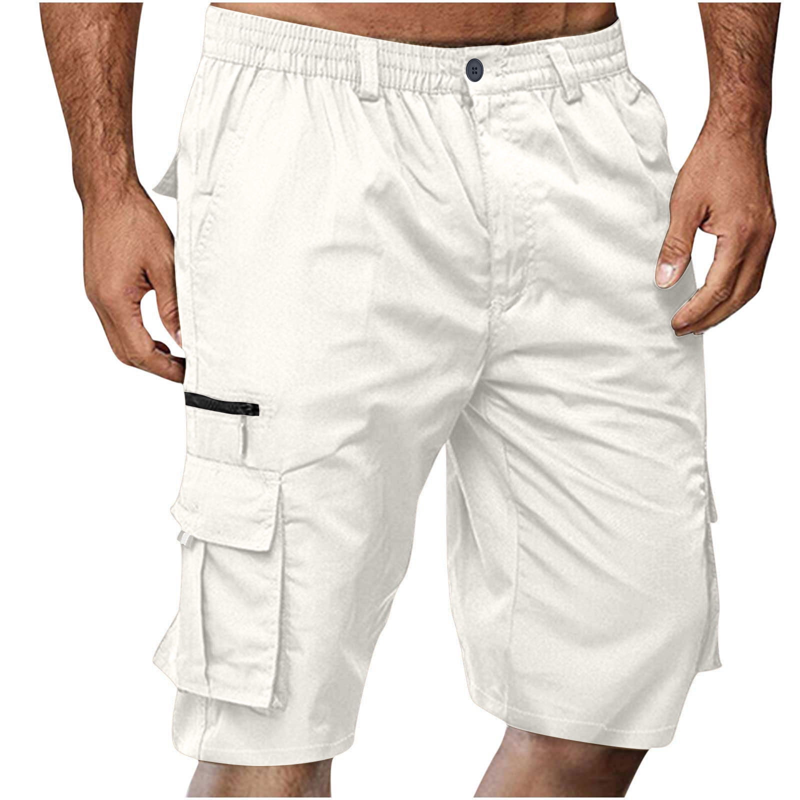 BELLZELY Mens Shorts Elastic Waistband Clearance Men Casual Solid Knee ...