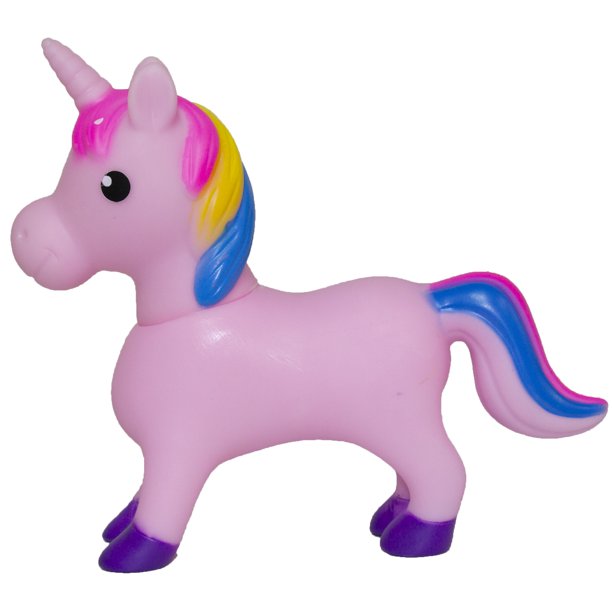 8 Inch Soft Plastic Squeezable Squeaking Unicorn Figurine (Pink