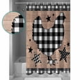 thumbnail image 3 of Farm Chicken Star Black White Plaid Shower Curtain for Bathroom, Retro Brown Wood Board Waterproof Shower Curtains Washable Quick Dry with Hooks Bathtub Curtains 72x72 IN, 3 of 7