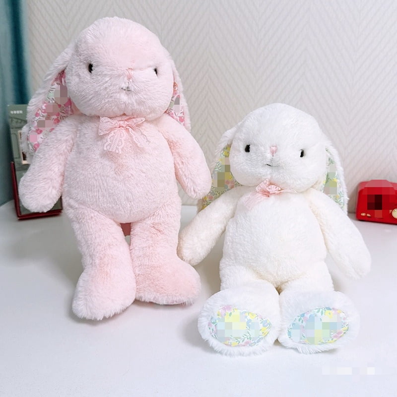 YTTAL Floral Lined Ear Lavender Bunny Plush - Cute Stuffed Animal | Perfect Easter Basket Stuffer & Cozy Home Accent