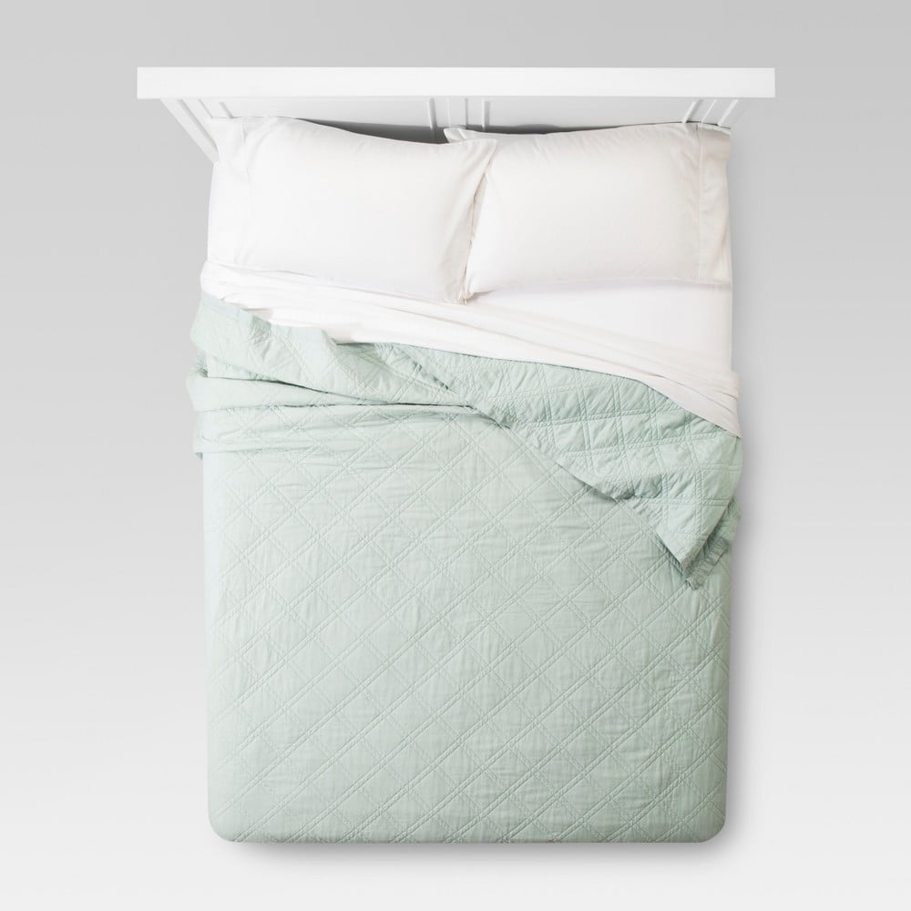 Threshold 060151316 Mint Green Linen Quilt King