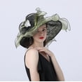 thumbnail image 4 of Organza Church Fascinator Wedding Tea Party Derby Hats for Women Flower Wide Brim Sun Hat, 4 of 6
