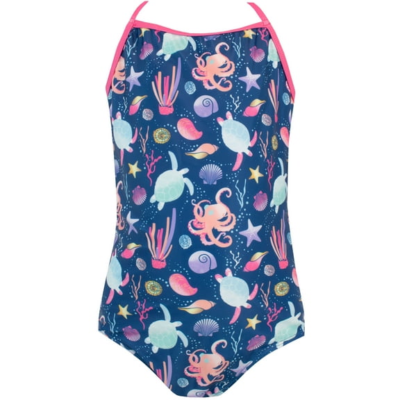 Harry Bear Girls Nauitcal Turtle Swimsuit Sizes 7-14