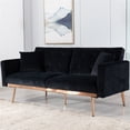 thumbnail image 1 of Futon Sofa Bed, Modern Fabric Sofa Sleeper Bed with Armrest, SEGMART Convertible Futon Sofa Bed Recliner Couch with Metal Legs, Recliner Couch for Small Spaces Living Room Bedroom, Black, L5735, 1 of 10