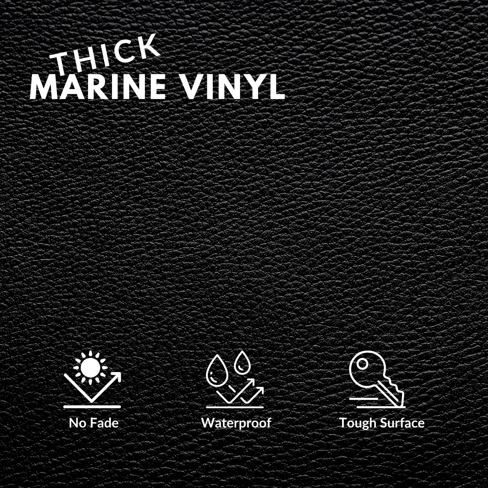 Marine Vinyl Fabric, Upholstery Faux Leather, Outdoor Boat Automotive, DIY and Crafting Pleather - Cut by The Yard (Black)