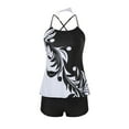 thumbnail image 4 of Women Swimsuits Tankini Swimsuits for Printed Swim Suits 2Pcs Bathing Suits With Shorts Athletic Swimdress Black XL, 4 of 7