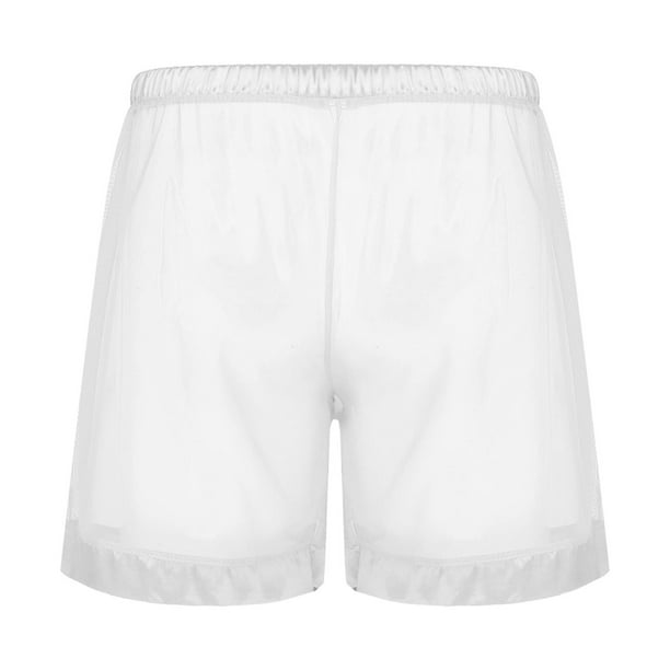 Men Flower Print Mesh Transparent Breathable Boxer Underpants