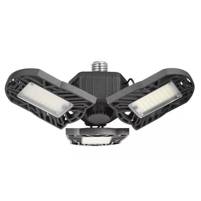 LED Garage Ceiling Light - 80W, 7000LM, 6500K, E26/E27, Adjustable Deformable Workshop Lamp, Die-Cast Aluminum