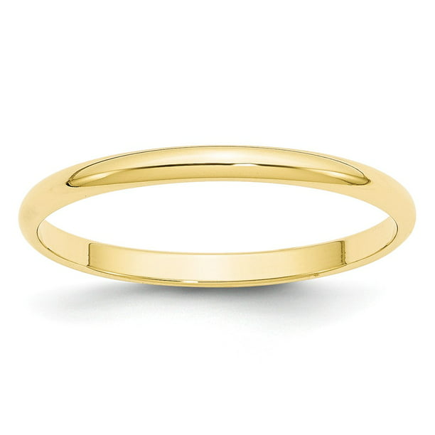AA Jewels - 10k Yellow Gold 2mm Plain Classic Dome Wedding Band Ring ...