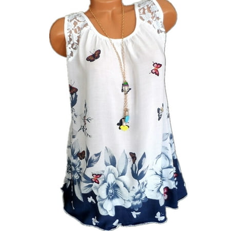 Yellow Mesh Tank Top - Women Printed Causal Tank Tops Sleeveless T-shirts Plus Size