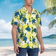 thumbnail image 2 of Lsque Lilies Flowers pattern Hawaiian Shirt for Men, Unisex Summer Beach Casual Short Sleeve Button Down Shirts-Small, 2 of 9