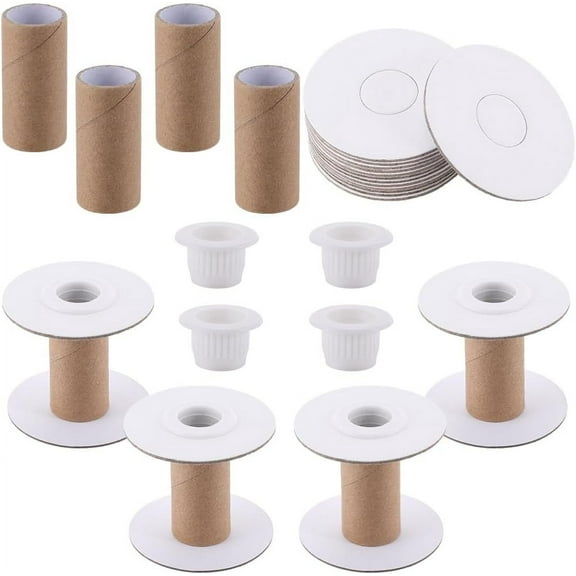 10 Sets Paper Sewing Spools Paper Ribbon Spool Bulk Unfinished White Empty Wire Weaving Textile Rope Roll Crochet Cords Lace Line Strings Organizer Thread Bobbin for Embroidery Art DIY Craft