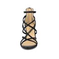thumbnail image 6 of BLISSFUL STEP Women's Shoes Strappy Lace Up Open Toe Stiletto High Heel Dress Sandals  Black 10, 6 of 8