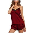 thumbnail image 4 of KaLI_store Sleepwear for Women Pajamas for Women Satin Lingerie Soft Sleepwear Silk Cami Shorts Sets Nightwear Red,3XL, 4 of 5