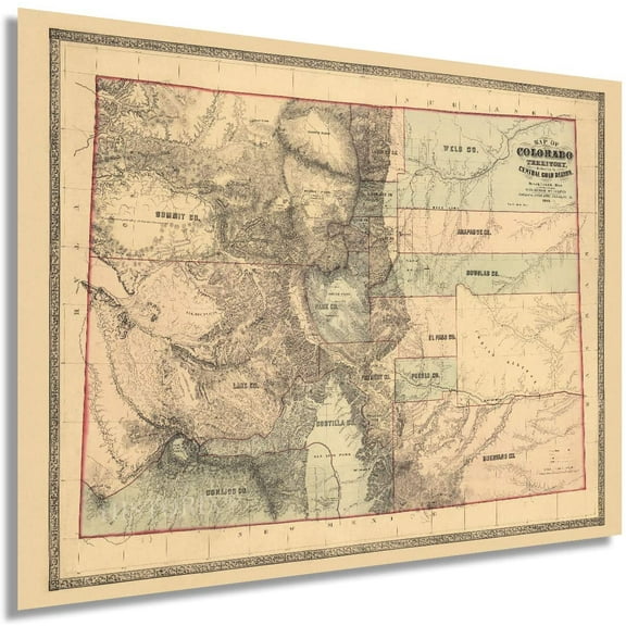 HISTORIX 1862 Colorado Territory Map Poster Wall Art Print, 18 x 24 Inch