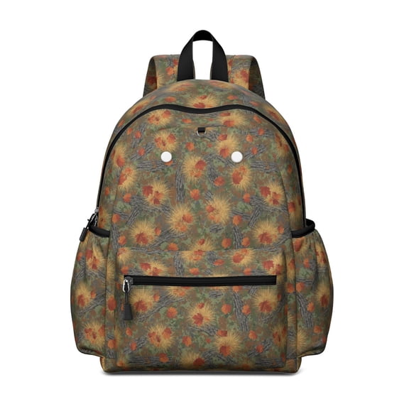 Camo and Grass Brown Pattern Cute School Backpack with Padded Back and Adjustable Shoulder Straps 13.4"x11"x4.7"