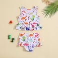 thumbnail image 3 of Toddler Girl Swimsuit Summer Cartoon Dinosaur Printed Ruffles Two Piece Swimwear Bikini Baby Bathing Suit Girl,Size 3 Years-4 Years, 3 of 6