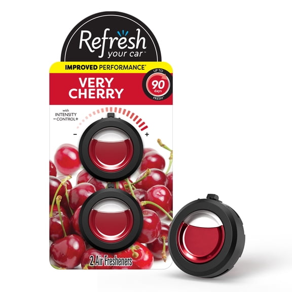 Refresh Your Car Mini Diffuser Car Air Fresheners, Very Cherry Scent, 2 Pack