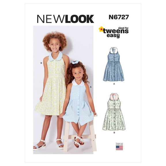 NEWLOOK Sewing Pattern N6727A - Children's and Girls' Dresses, Size: A(3-4-5-6-7-8-10-12-14)