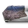 thumbnail image 2 of Mountain Soft Flannel Fleece Throw Blanket, Spring Season Picturesque of Cherry Blossoms Sakura Pink Violet Tones, Cozy Plush for Indoor and Outdoor Use, 70" x 90", Lilac and Multicolor, by Ambesonne, 2 of 5