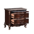 thumbnail image 3 of Leon 32 " 2 Drawer Nightstand Carved Details Marble Surface Brown, 3 of 5